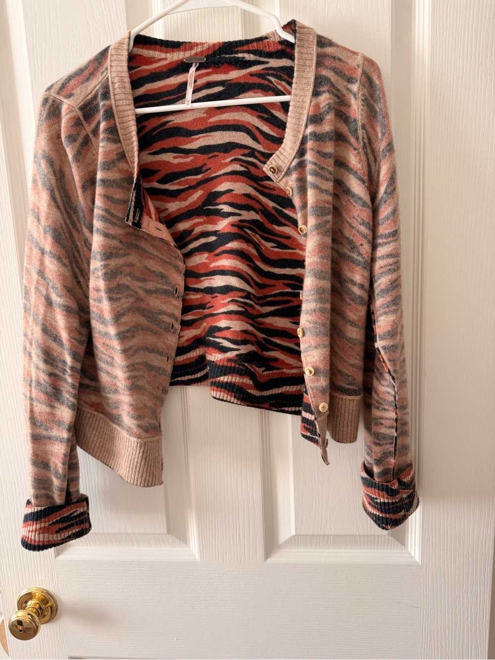 Free People Women's Tiger-Stripe Cardigan Sweater